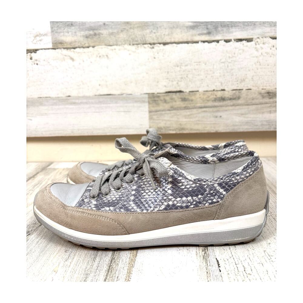 Ara Hermoine Platform Fashion Sneakers Womens 10 Suede Leather Snake Print